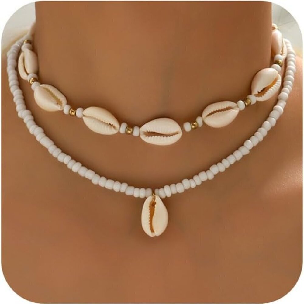 Sea Shell Necklace Natural Shell Braided Rope For Women Summer Beach Jewelry